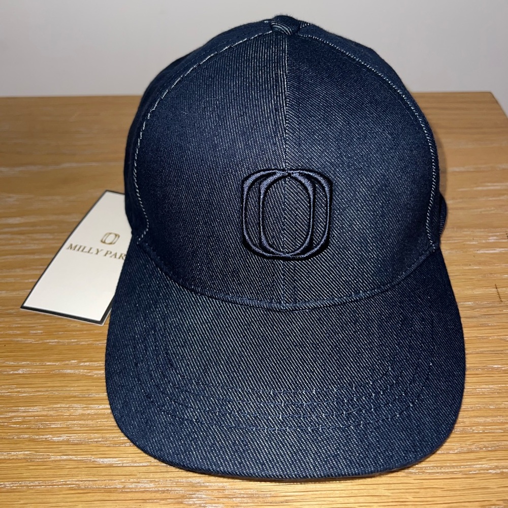 Navy Blue Denim Embroidered Milly Park Cap